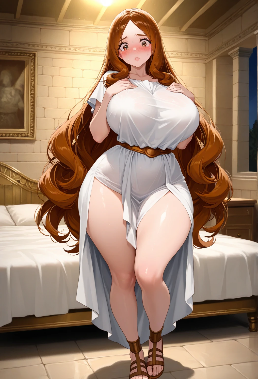 Girls(masterpiece:1.4)、(in 8K、realisitic、Raw photo、top-quality:1.4)、(Real Face:1.4)、(real looking skin:1.3)、超A high resolution、A hyper-realistyes in Beautiful Detail, long curly hair、no-bra、high detailing、(huge-breasted:1.5)、cleavage of the breast、Blushing、Embarrassed look、gargantilha、bedroom, open mouth, tongue out, High definition, Sexy, female hourglass figure, nude, naked, pubic hair, voluptuous, huge breasts, long curly hair, orgasm, nsfw, horny, choker, thick, plump, hourglass figure, long dark wavy red hair, heavy makeup, slut, heavy makeup, realistic, hd, giant saggy boobs, cmhardcore sex, (masterpiece), best quality, expressive eyes, perfect face, highly detailed face and body, naked, photorealistsic, very sexy milf, horny smile, dark red long wavy hair, huge hanging sagging natural breasts, (((ultra-detailed))), ((beautiful face)), (((beautiful detailed eyes))), beautiful, amazing, detailed eyes, (masterpiece), (((full body))), ((huge breasts)), ((Highly Detailed Eyes)), ((8K)), high res, highly detailed, Best quality, (masterpiece), best quality, huge butt, giant butt, exposed ass, Juicy lips, long hair, plump, huge ass, slutty, horny, nsfw, bbw, orgasm, happy, excited