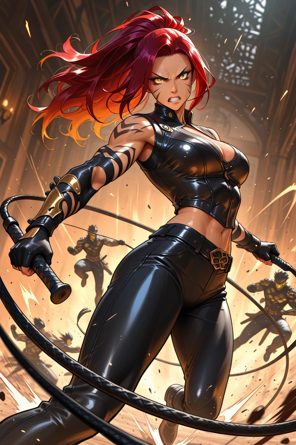 Red haired woman, angry clawing like a cat --auto --s2