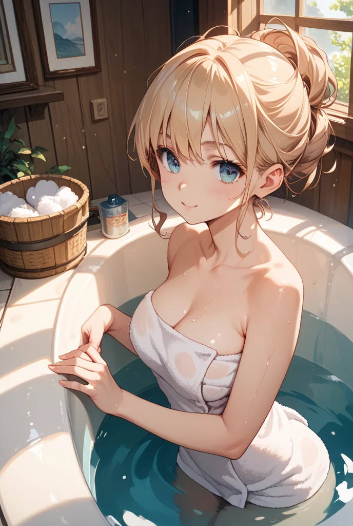 Absurd, Super detailedな,(In 8K:1.3),Masseter muscle area,(masterpiece:1.2)、(Highest quality)、4K、Super detailed、(Movement Structure:1.4)、(Shining Lights、Atmosphere lighting), High resolution, Best Quality、(One girl:1.4),Super detailedな,Bright colors、Treebreak Production Art、(Warm color light source:1.2),High-level image quality、Fine image quality、Intricate details,Volumetric Lighting,Realism BREAK、Profile、 Idol face、15 years old、Very beautiful face and eyes, Beautiful images、 natural make up、big eyes、 taking a bath (Baby Face:1.4)、(Big Tits:1.4)、(Breast bag:1.2), (glossy skin :1.5)、(Sweat:1.5),(taking a bath:1.5), (bathroom:1.2) 、 (blonde hair,short hair:1.4)、(Delicate and detailed nudes)、 (orgasm face)、(Bubble bath:1.4),(lie down)