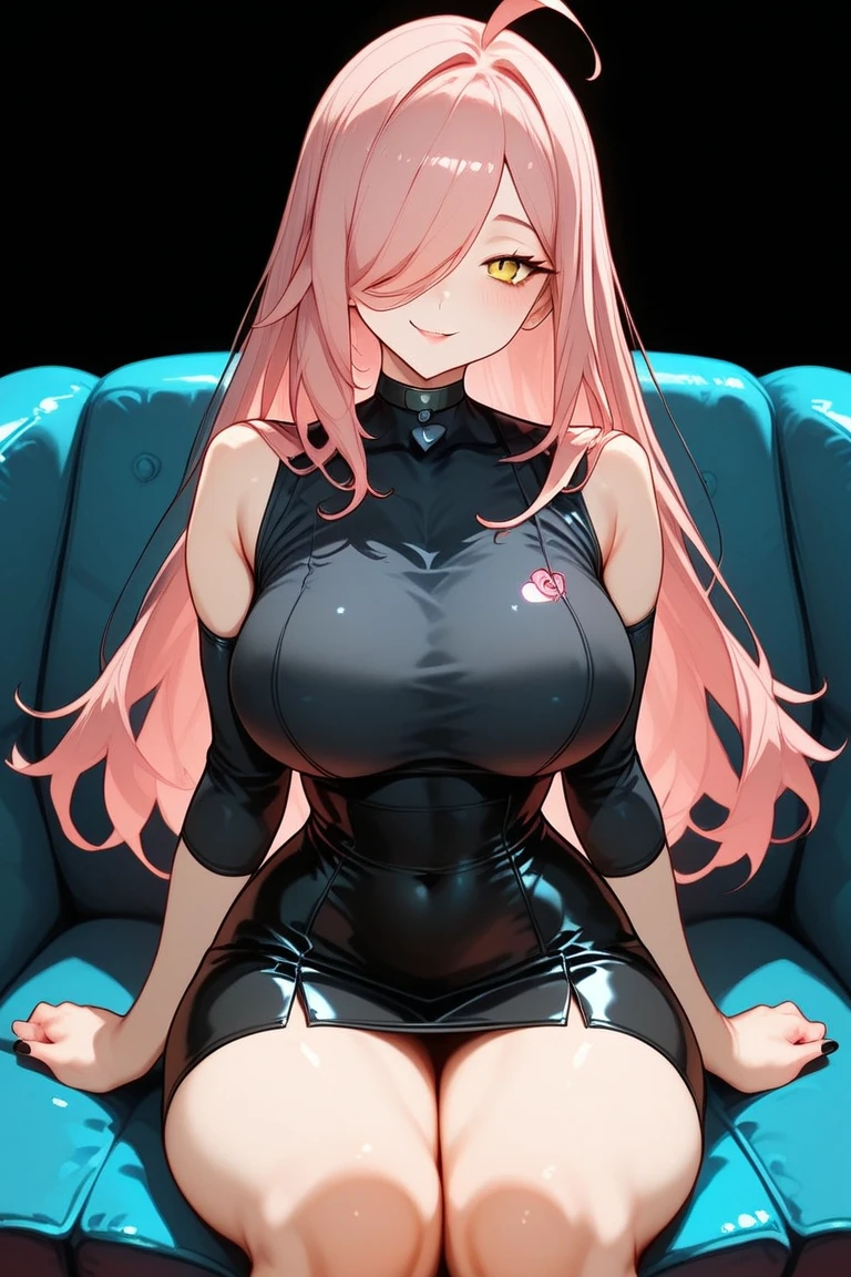 ((masterpiece、Highest quality、Super detailed)、((One person))、((Pink Hair))、((Twin tails))、((Light blue eyes))、evil smile、((lots of piercings))、((Very large breasts))、((black sleeveless turtleneck))、((highleg leotard))、Cowboy Shot、Bedroom Background