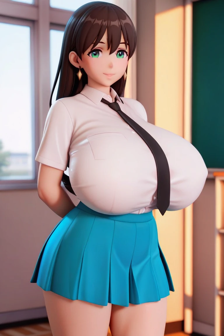 1 beautiful girl,apron,but nothing,White skin,Looking at the audience,Brown eyes,Practical,In the kitchen,Smile,Low-cut,Huge