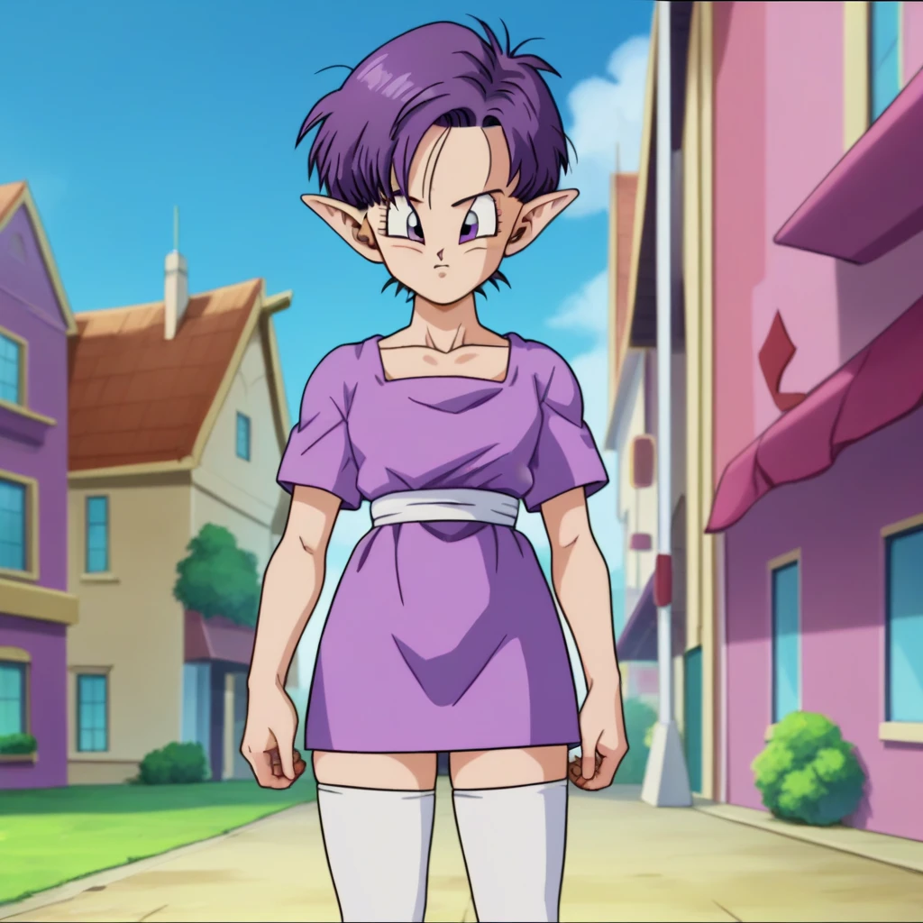 bulma, 1girl, solo, looking at viewer, open mouth, blue eyes, upper body, purple hair, hair bow, outdoors, sky, day, :o, character name, vertical-striped dress, tree, eyelashes, grass, nature, clothes writing, close-up, scarf, braided ponytail,1girl,masterpiece, expensive quality, very_expensive_solve, big_file size, full color,(completely nude:1.2),pussy,niplles,(vaginal sex:1.2),(toddler:1.6),(chibi:1.3),(flat chest:1.5),
