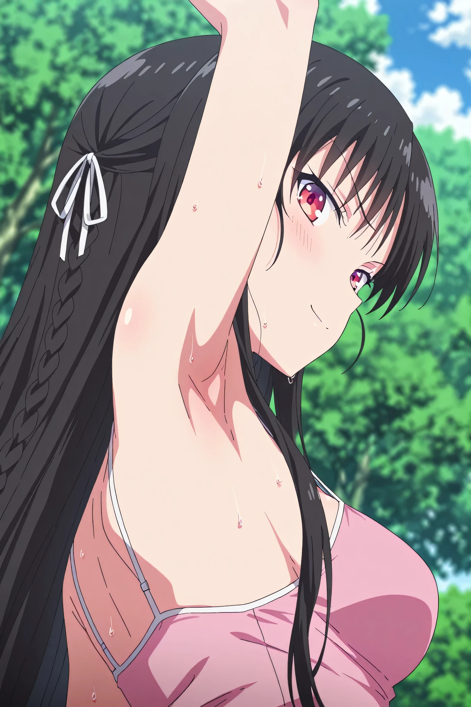 masterpiece, best quality, illustration, highly detailed, chitanda_eru, beautiful detailed eyes, city street, cleavage・nipples are visible、Completely naked