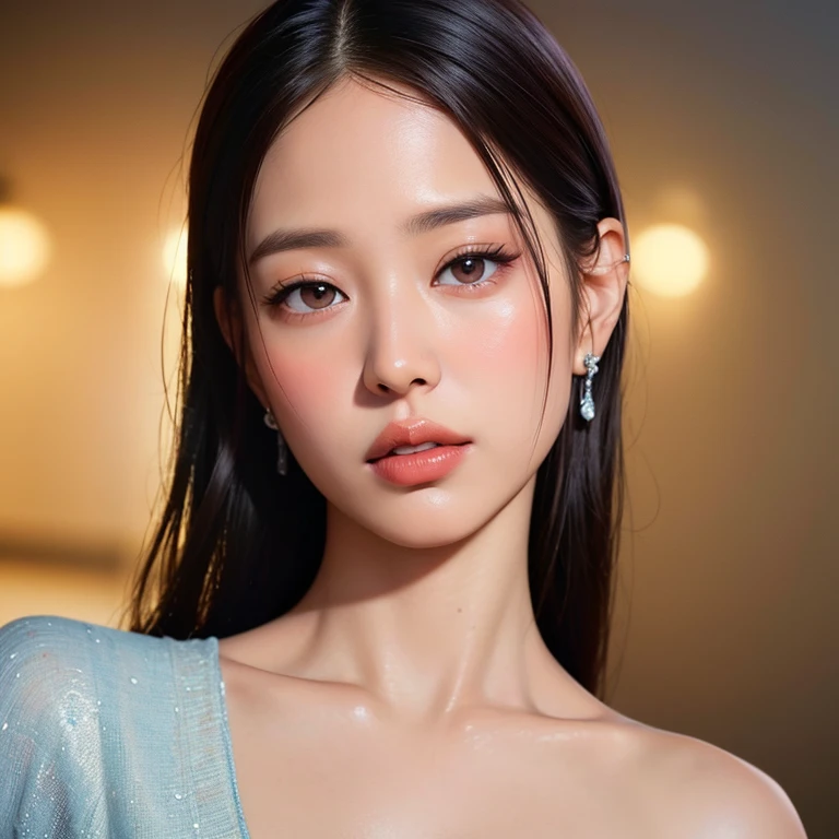 best qualtiy,tmasterpiece,extremely detaile,A high resolution,4K,超A high resolution,detailedshadows,Ultra photo realsisim,realisticlying,Dramatic lighting,1girll,独奏,详细的脸,photorealistic eye,Realistic skin,(Purple colored hair:1.5),dynamicposes,White Sexy Underwear,huge tit
