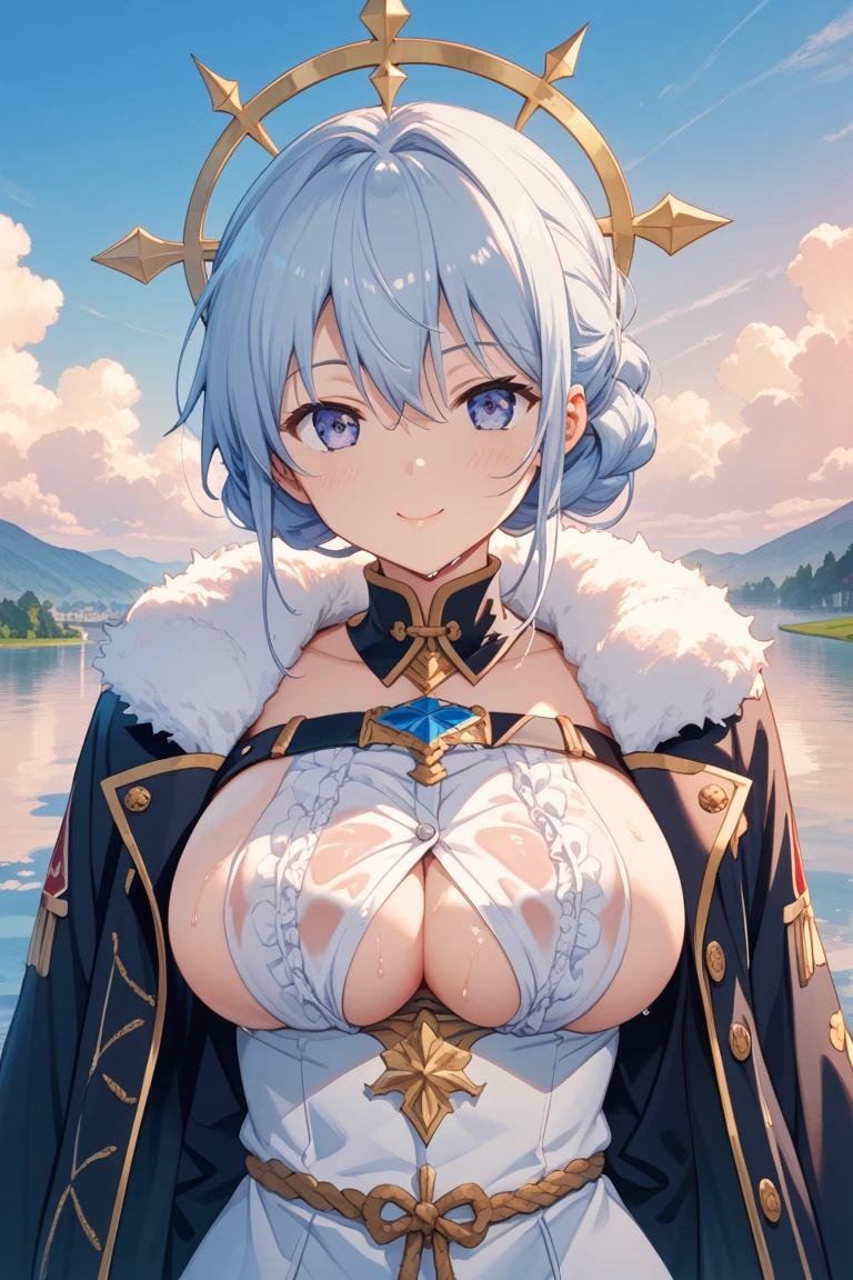 4K,High resolution, (Highly detailed CG,8K,wallpaper)、One Little Girl,(Clean detailed eyes),(Panting、whole body,Put out the nipple),((NSFW)),(Huge breasts),(Huge breasts),(Huge breasts),(Huge breasts),(((Huge breasts))),(Beautiful and shapely breasts),Light-colored hair、Cute hairstyle,hair ornaments、gloves、Flower Field