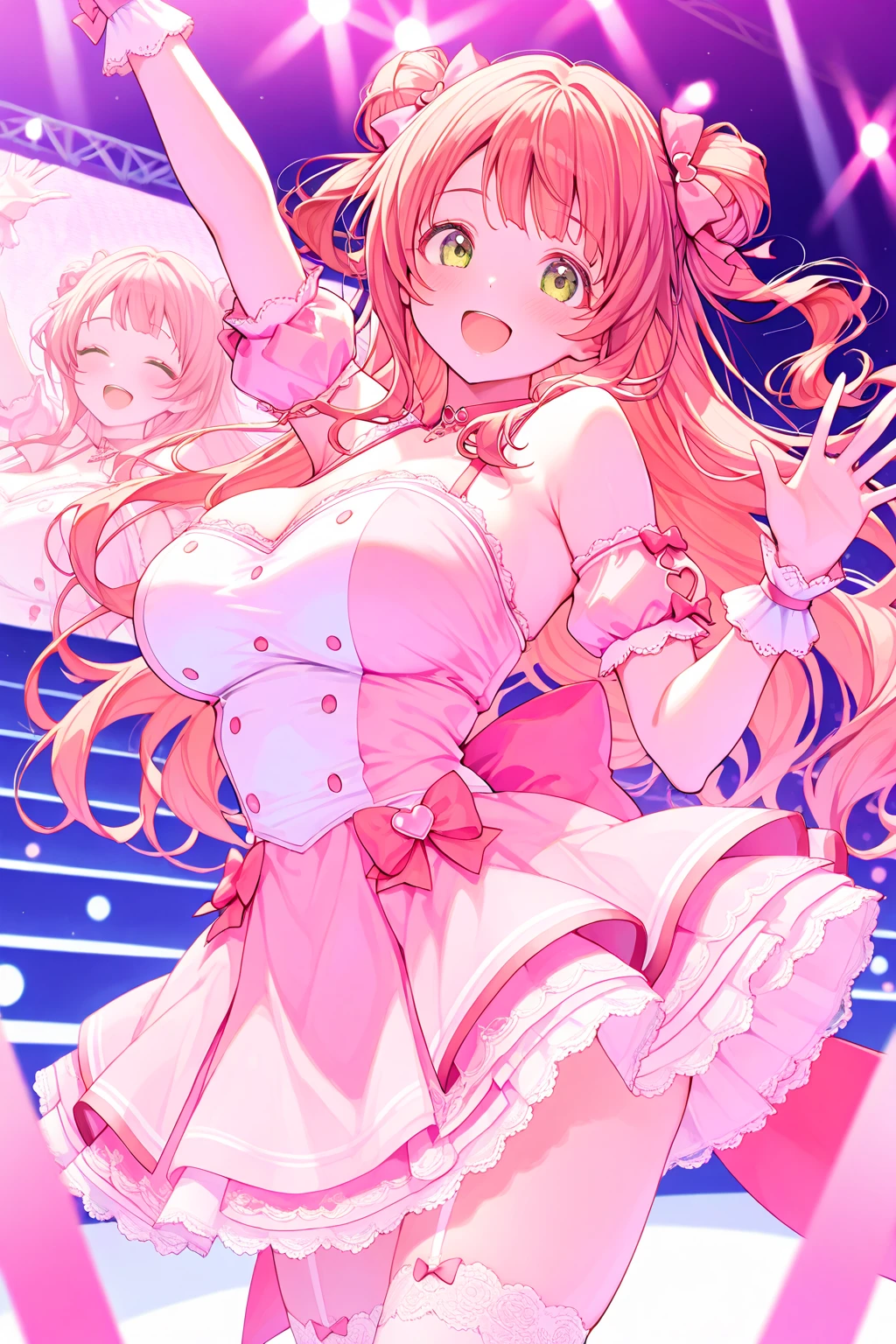 NIIGAKIHINA, PURPLE HAIR, TWO-TONE HAIR, SPLIT-COLOR HAIR, PINK HAIR, BLUNT BANGS, VERY LONG HAIR, PURPLE EYES, large breasts, live stage, solo, nipple, naked, crying, snow, Peeing, lactation, projectile lactation,  (Sweating profusely, Love juice, Wet Woman, female ejaculation)