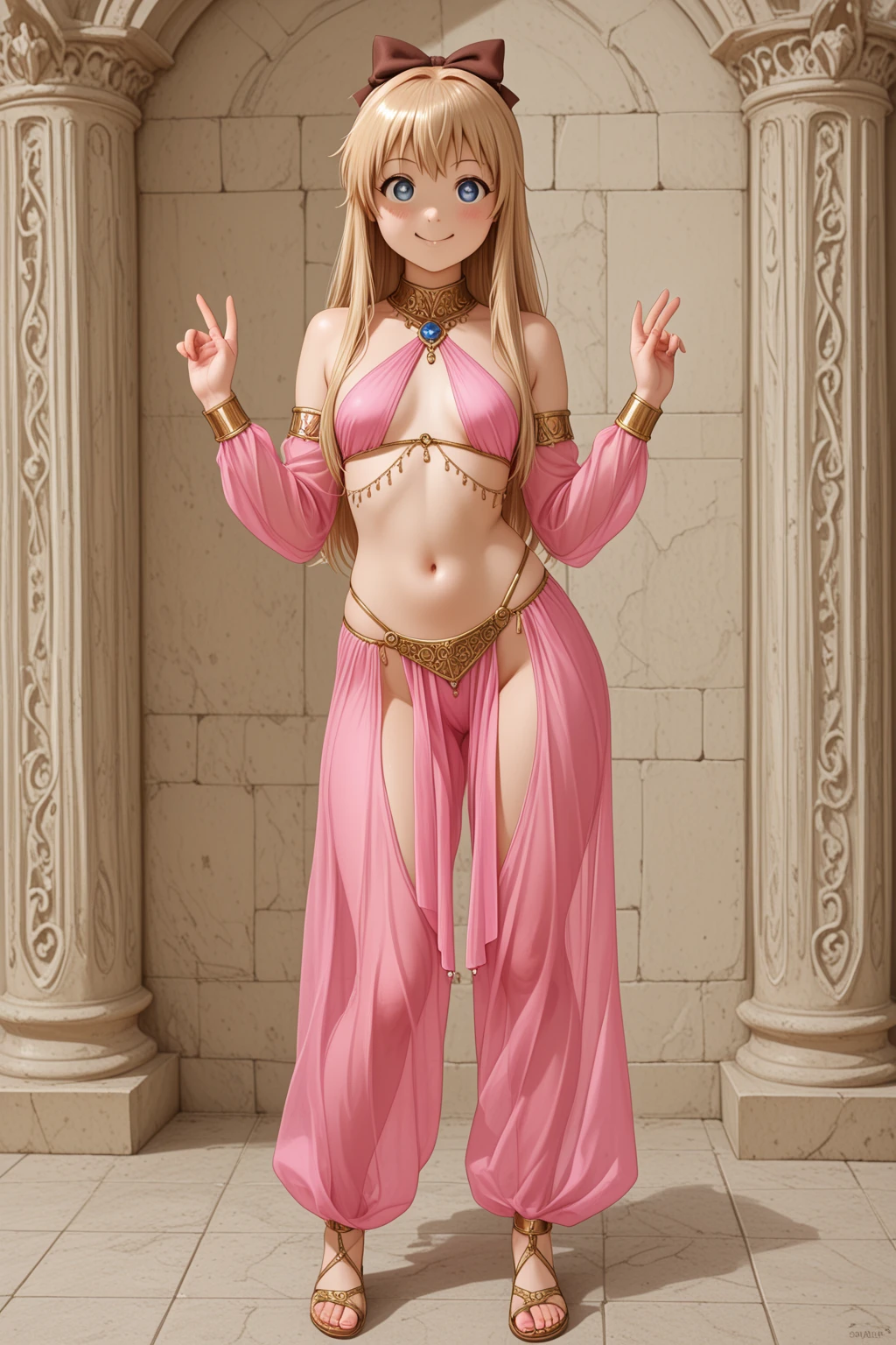 chibi Princess Peach, V-string thong, strong calf, strong quadriceps, thick, cameltoe