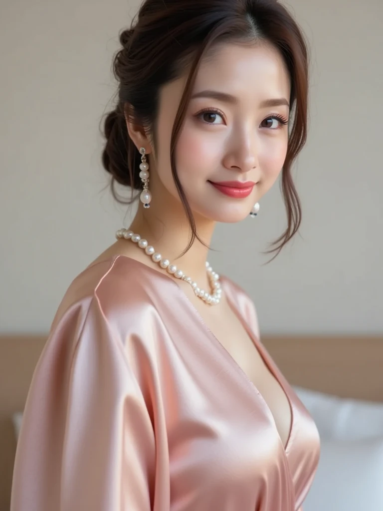 (masterpiece, highest quality, Realistic, High resolution, photograph, :1.3), Sharp focus, 1 Cute Japanese mature woman, 40 years old, Hot Model, gentle face, Highly detailed eyes and pupils, Realistic Skin, ((Voluptuous body:1.2)), ((big tits:1.2)), big ass, Neckline, Highly detailed hair, Delicate face, Sensual look, Bright lips, Chubby lips, Natural Lip, big thick thighs, ((sexy negligee:1.5)), ((whole body shot)), looking at viewer, smile, ((from below)), (((Trendy hairstyles:1.2))), (((Inside the room, Stylish interior, window))),