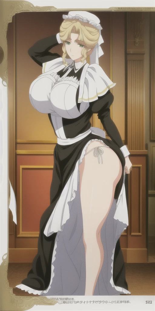 score_9, score_8_up, score_7_up, source_anime, raw image, masterpiece, highest quality, maria, very charming, pale skin, she narrowed her eyes, looking_at_viewer, long yellow hair, close ears, big breasts, scrubs, vIctorian_Maid_Uniform, bouffant cap, seamless, navel head, the dress isn't wrinkled, tight fitting, long black stockings,
1girl, pregnant, solo, good shape, sexy, looking down, stand,