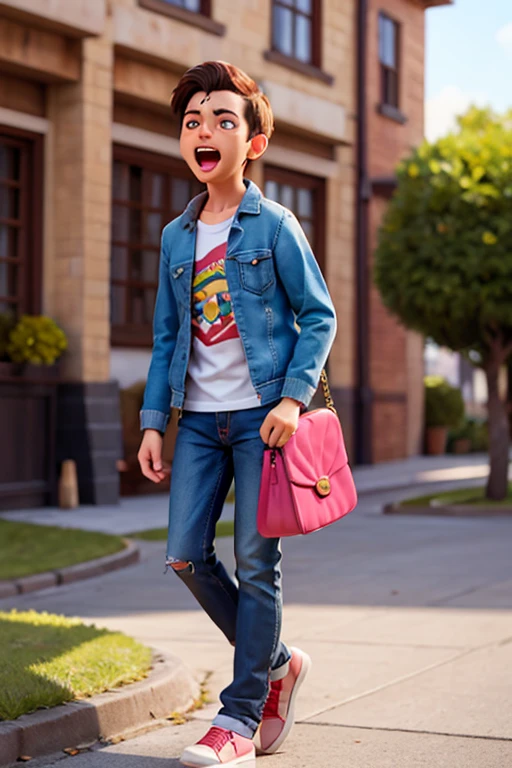 full body, ((((10-year-old)) Sora)), girl with brown eyes and red hair in a bob haircut with bangs, wearing light blue jeans, a yellow sleeveless t-shirt, and a blue helmet. Confident expression, cool pose
