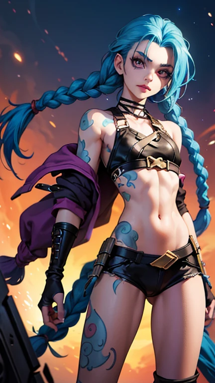 jinx,Green bow headband,Fleshy thighs,wedding gown,Masterpiece,Comic cover style,Comic title,tmasterpiece, High- sharpness, high high quality, 详细的脸, detailed body render, Dark lips,Sweat,White headband,Reveal a fleshy belly,Feminine abs,Fleshy thighs,Simetall,Chest open,Full muscles,Tall,Ocean Gong