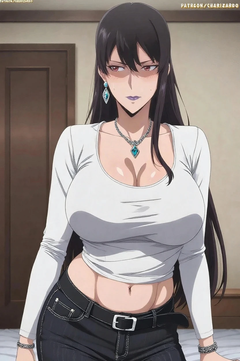 (harayutaka art style:0.7), (hero neisan art style:0.7), score_9, score_8_up, score_7_up, score_6_up, uncensored, misaki gundou, long hair, blue eyes, black hair, glasses, mole, mole under eye, lips, mature female, parted bangs, small breasts, BREAK glow effects, godrays, Hand drawn, render, 8k, octane render, cinema 4d, blender, dark, atmospheric 4k ultra detailed, cinematic, Sharp focus, big depth of field, Masterpiece, colors, 4k, concept art, trending on artstation, Vivid colors, extremely detailed CG unity 8k wallpaper, trending on CGSociety, Intricate, High Detail, dramatic BREAK, 1girl, solo, breasts, looking at viewer, large breasts, huge breasts, thighs, boots, groin, book, thigh gap, gem, floating, wide hips, open book, magic, floating object, bare hips, messy room, paper, spotlight, (fantasy illustration:1.3), depth of field, cropped hoodie, black bikini, long sleeves, floating book, gesugao