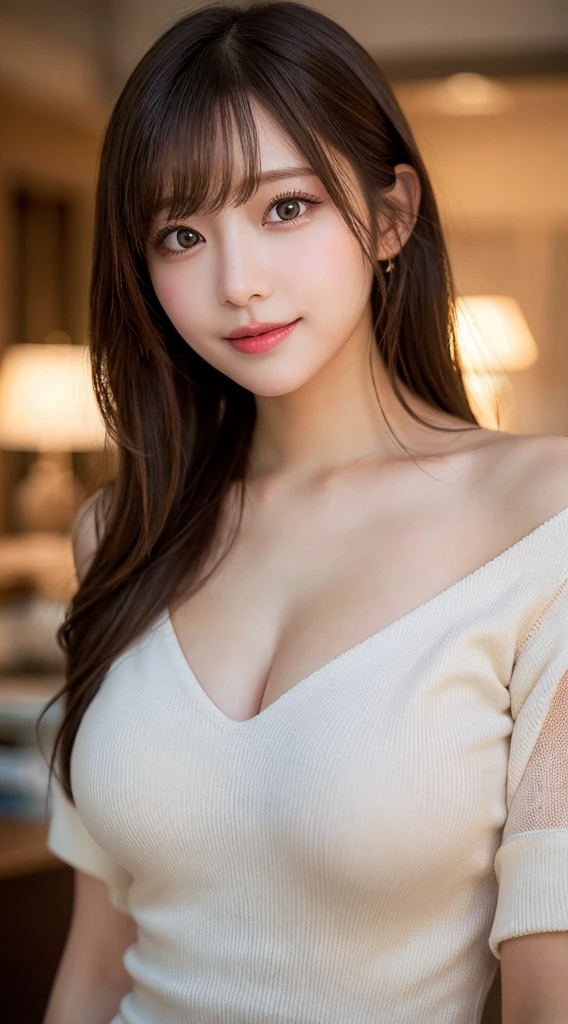 Tabletop, Highest quality, shape, Very detailed, In detail, High resolution, 8k wallpaper, Perfect dynamic composition, Beautiful Korean Girl, Beautiful attention to detail,  Natural Lip, ((Mourning clothes)), Big Breasts, Cleavage, office, A light smile, Random sexy poses
