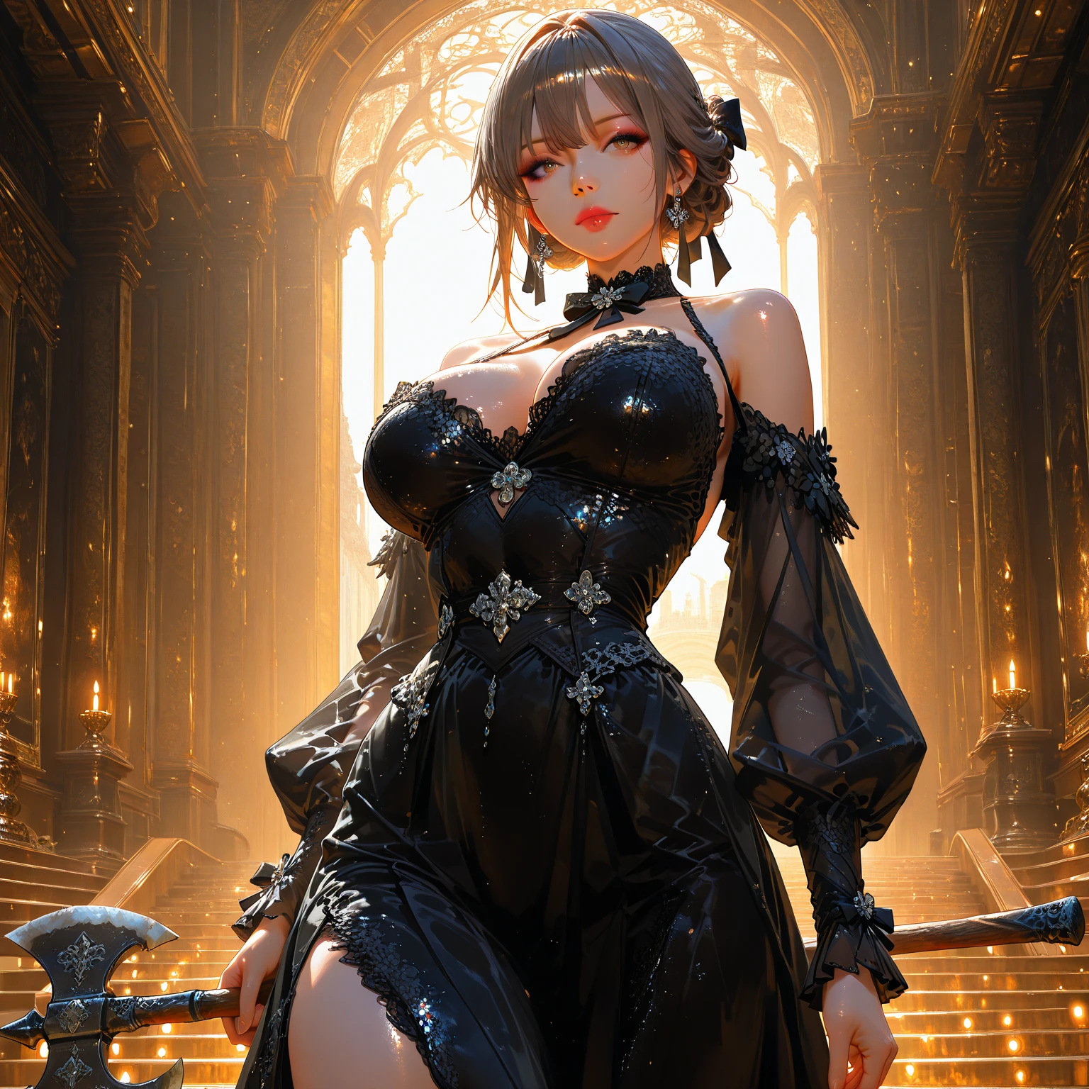 Official art, Unity 8k壁纸, ultra-detailliert, Beautiful and aesthetic, masutepiece, Best Quality, (Zentangle, mandalas, Tangle, Entangle), (Fractal Art:1.3) , 1girl in, Big Breast, Extremely detailed, Dynamic Angle, cowboyshot, Most Beautiful Form of Chaos, Elegant, a brutalist designed, vivd colour, romanticism, Atmospheric, ecstasy of musical notes, streaming musical notes visible