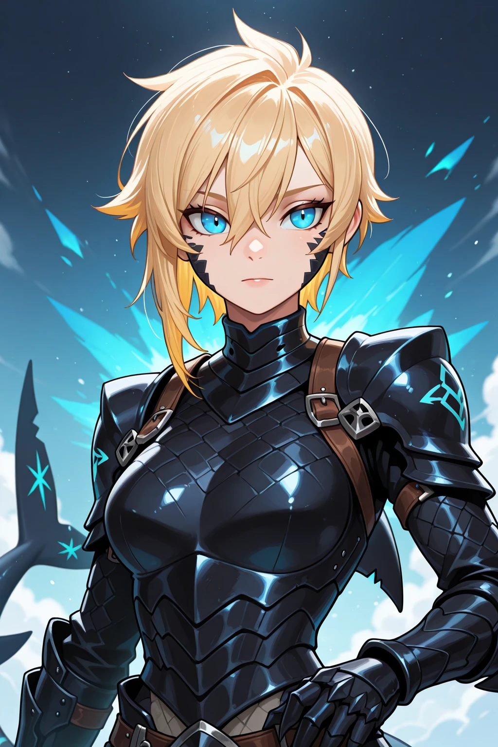 A beautiful woman with a powerful presence, good figure, short dyed blonde hair, wearing a black Flash costume without the mask, in front of a destroyed planet, detailed face, high quality, photorealistic, vibrant colors, dramatic lighting