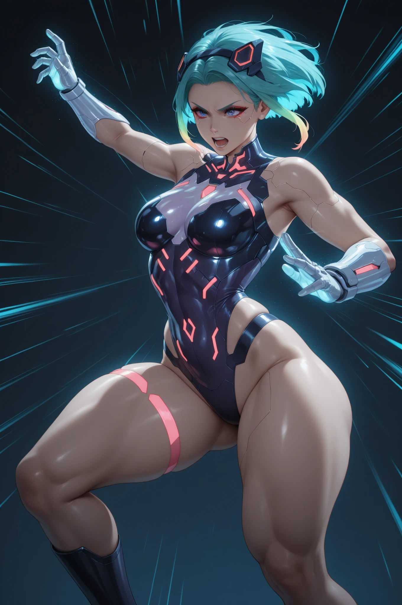 big breast woman camouflage naked muscles (spider-gwen costume)