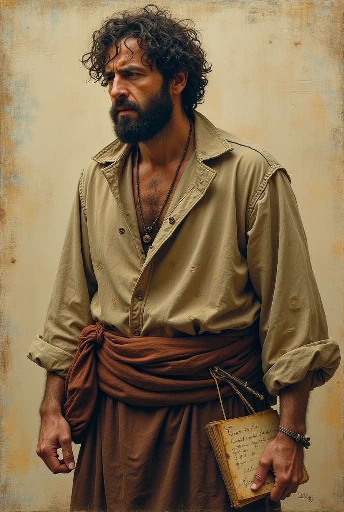 ancient Hebrew man, young adult male, wearing loincloth, plain background