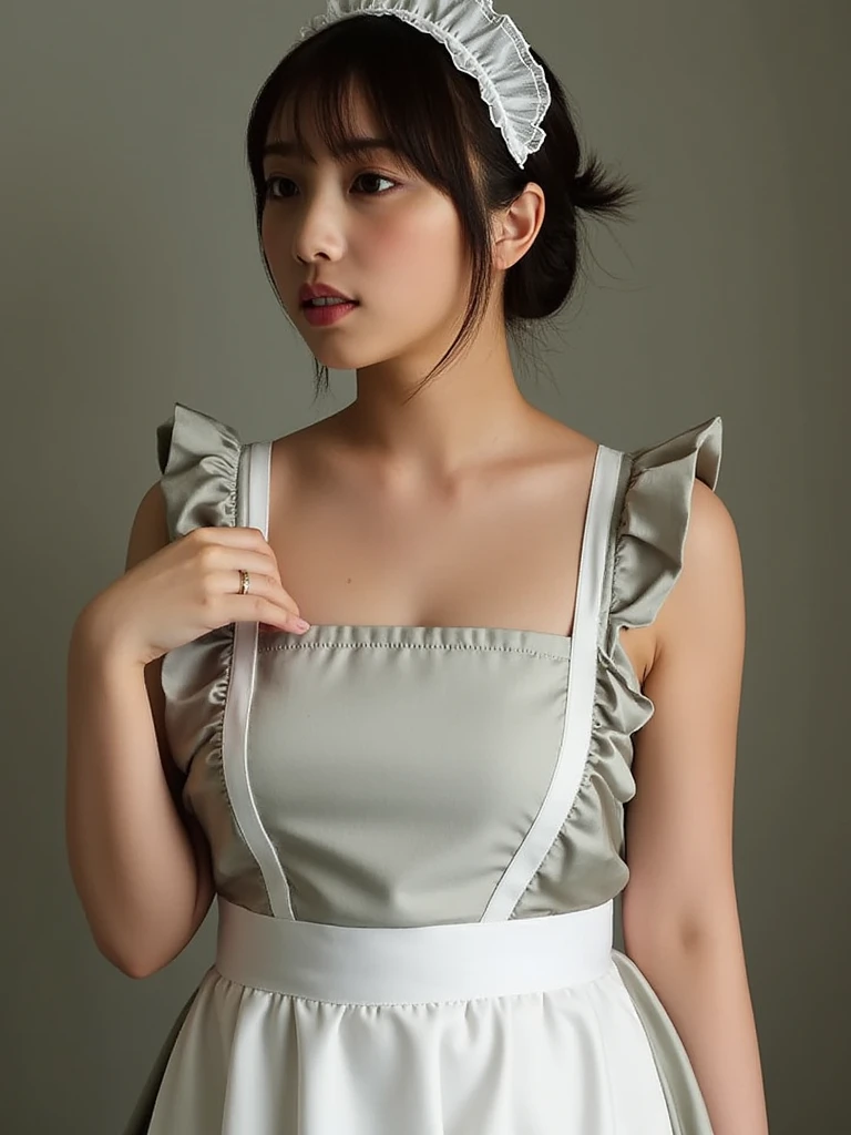 American girl white skin, about 30 years old curly hair 8 inches long, short curly hair, black curly hair, curly bang, very short curly hair, Messy curls, Curly black hair Natural black hair, full body, short pleated white dress , pose to the viewer, open mouth smile. (((SMALL bust)) in hotel room
WOMAN OF MEDIUM COMPLEXION, little chest