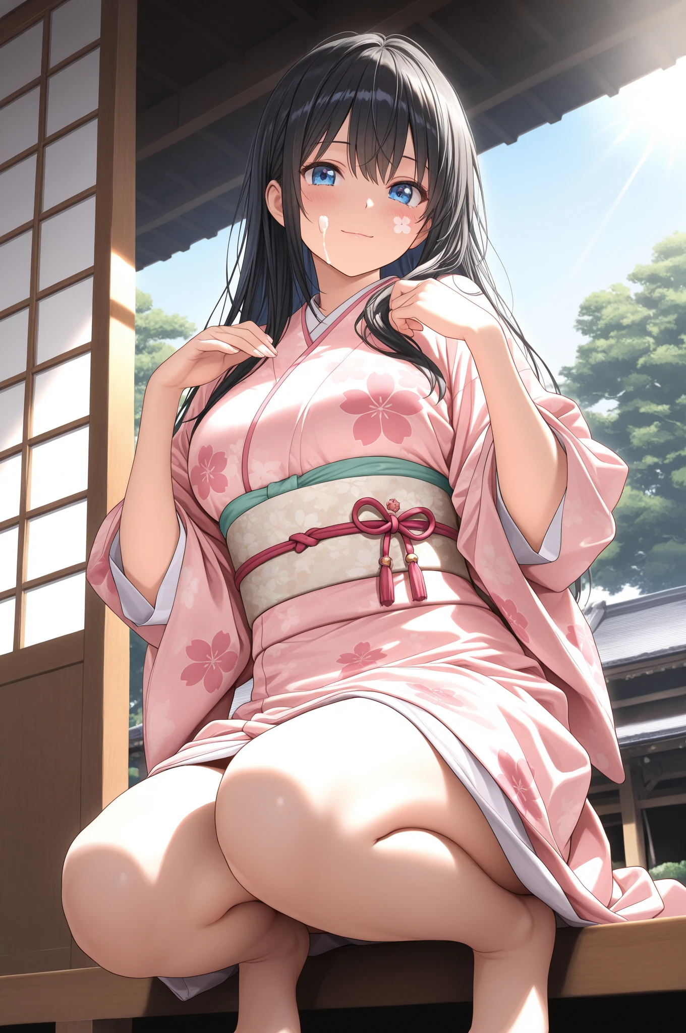 nsfw,(masterpiece), (best quality), (detailed face),(ultra hi res:1.2),(illustration:1.3),(game cg:1.2),(official concept art:1.2), BREAK idolmaster, {{{hajime fujiwara}}}, (17yo,beautiful girl,cute girl),(beautiful black eyes),(beautiful black hair), (((semi long hair))),((straight hair))),(wet hair), (wet skin),BREAK ((to wrap a tenugui around one's head)),(((dark red monkshood))),(open clothes), (midium breasts), (nipples), (nipple slip), (pussy), (pussy slip), (spread pussy:1.3),((pubic black hair:1.5)),(no bra), (no panties),BREAK (embarrassed),(light smile), ((one eye closed)),(open mouths),((tongue out)),(deep breathing).(blash),BREAK(standing),((pull your pants down to your feet)),(undressed),BREAK (indoor),(pottery workshop),(at night),(look up from below view),
