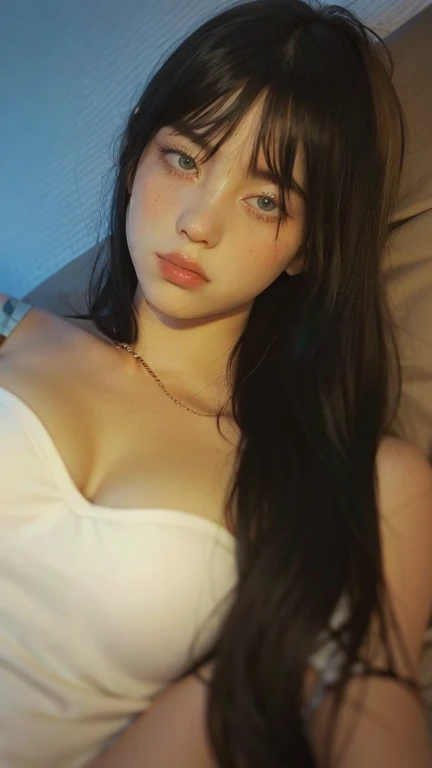 blonde woman with long hair and piercings posing for a photo, with black long hair, with long black hair, perfect white haired girl, ava max, tifa lockhart with black hair, pale porcelain white skin, anime girl in real life, with black hair, extremely black hair, very black hair, with long black hair, her hair is black