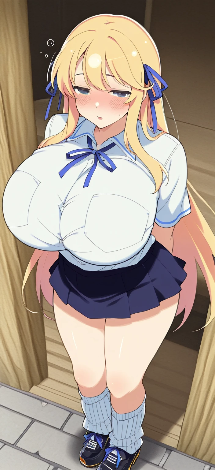 (( close、16K、Highest quality、Attention to detail、Rich skin detail, Browsing Caution、Chubby))、 (Beautiful Eyes), ((Sex、4人の中年男性とSex、Surrounded by multiple dicks、bukkake))、((Huge breasts、Armpits、Hands behind head、Spreading her legs、Sitting、Sweat、vapor))、 ((Shirt lift、Huge nipples))、((Blonde、white high leg panties、Red ribbon))、(Cheerleader、Red short dress、Red mini skirt)、(blue eyes、Three white eyes)、((Twin tails、Long Hair、Straight hair)), ((blush))、(Wide Hips、Thick thighs)、((((surprised、Embarrassing))))、((On stage))