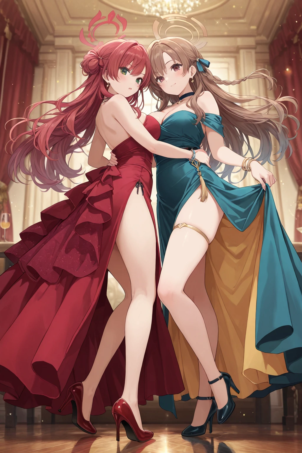 young girl in red lace panties , she is brunette with blue eyes, she is very fine, sa poitrine est très fine et très plate, she has pretty hips and bare shoulders, she poses confidently, well arched back