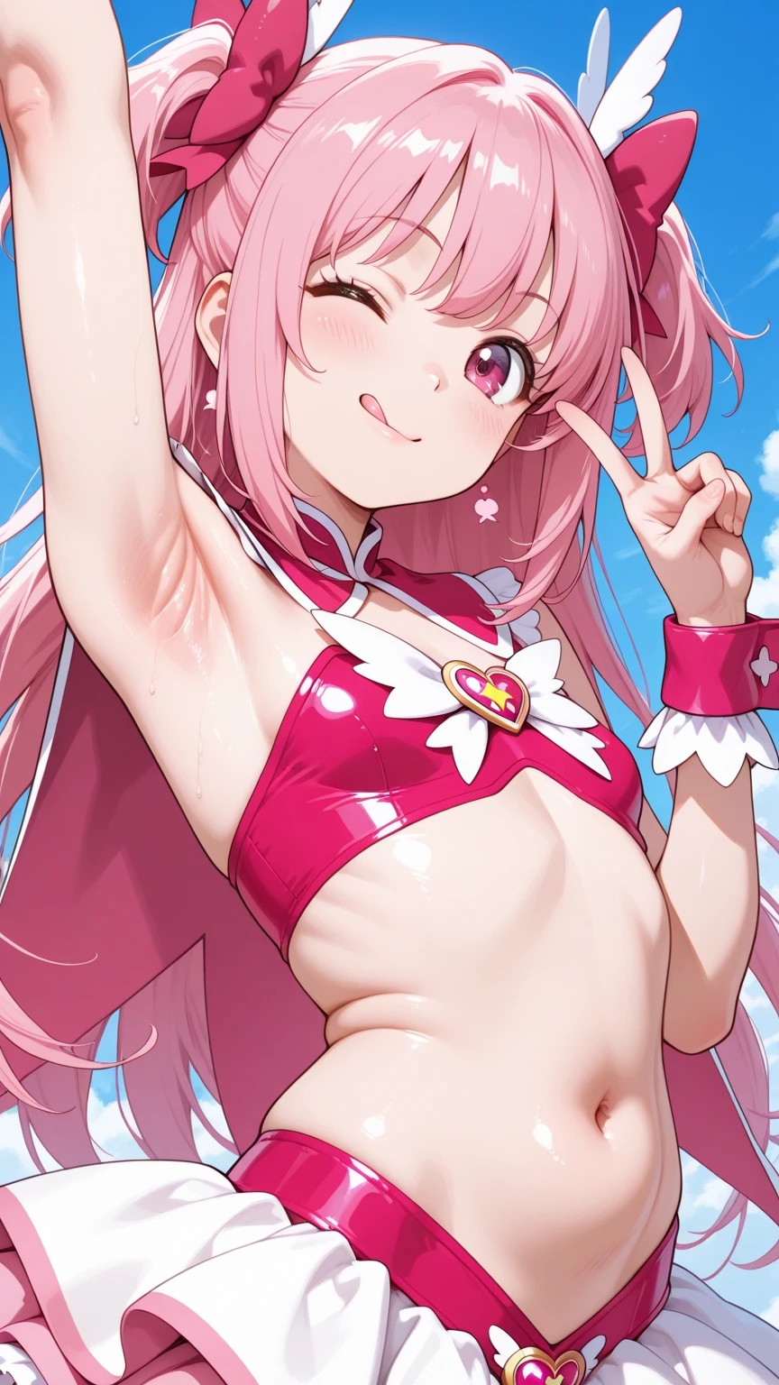 stellar, teen titans, Woman,breastsout, long hair, Pink, powers, top less