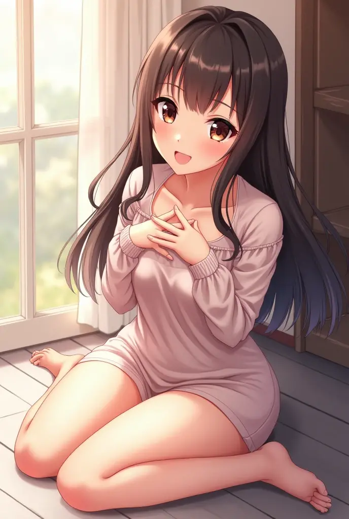 Highest quality、high resolution、High definition、HD、((In the forest at night、Night Sky、Squatting with legs apart、Show me your crotch、No underwear、Pussy))、(Nitta Minami、Long Hair、Medium chest、Brown Hair、Brown eyes、Glossy lips、Glowing Skin、Realistic skin texture、(White blouse、mini skirt、Thighs))、Staring at me、Love me、blush、(Very close to me)