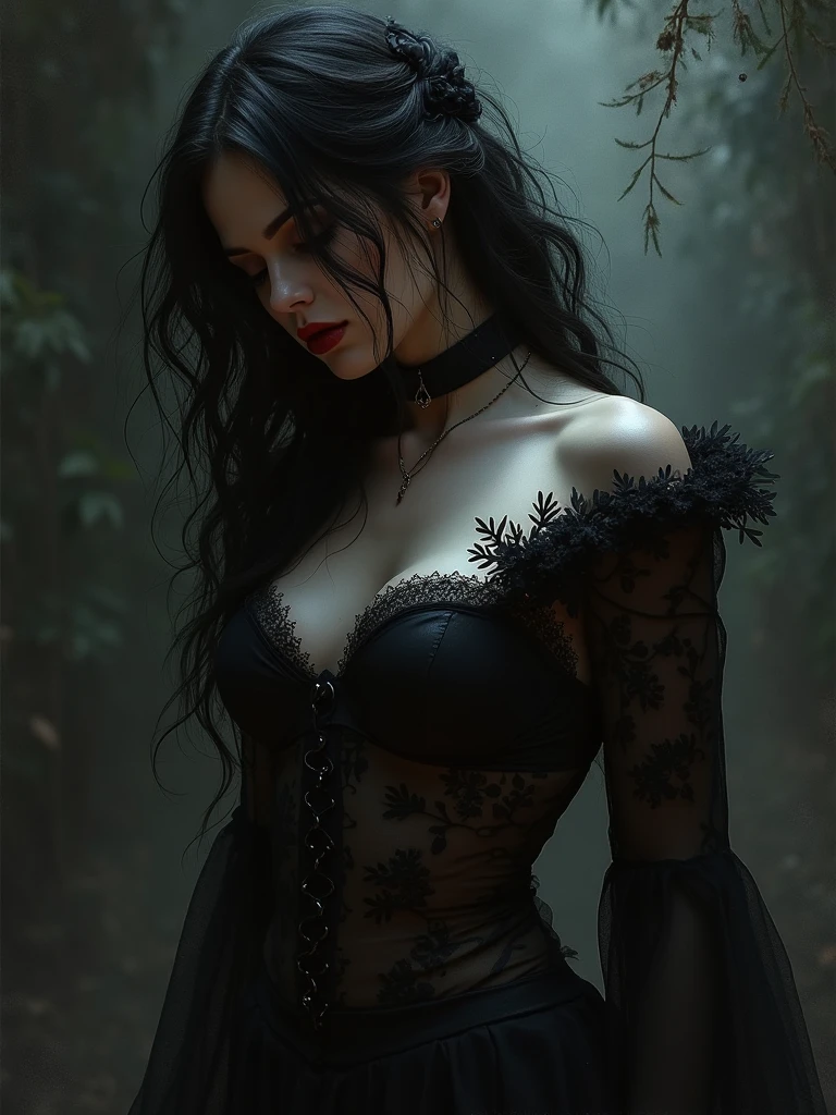 demoness with beautiful long nails and toenails