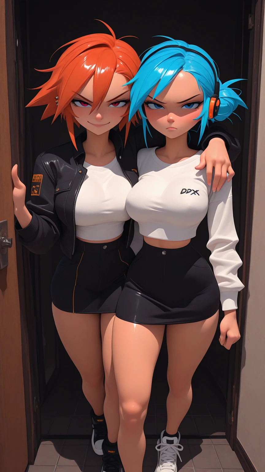 estilo anime, mujer grafitera, grafiti en la pared, desnuda contra la pared, gorra de lado, colores vivos, buena figura, buenas curvas, tatuajes maxima calidad, ultra detallado, 8K, cuerpo entero, cameltoe