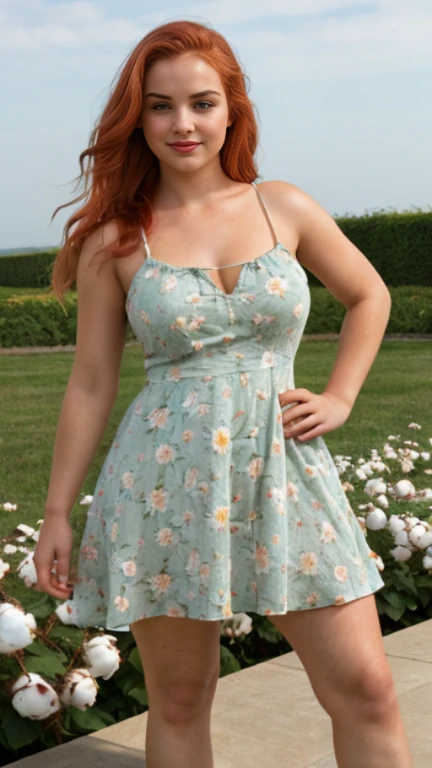 Rachel Hurd-Wood wearing short tight blue and green dress and smiling