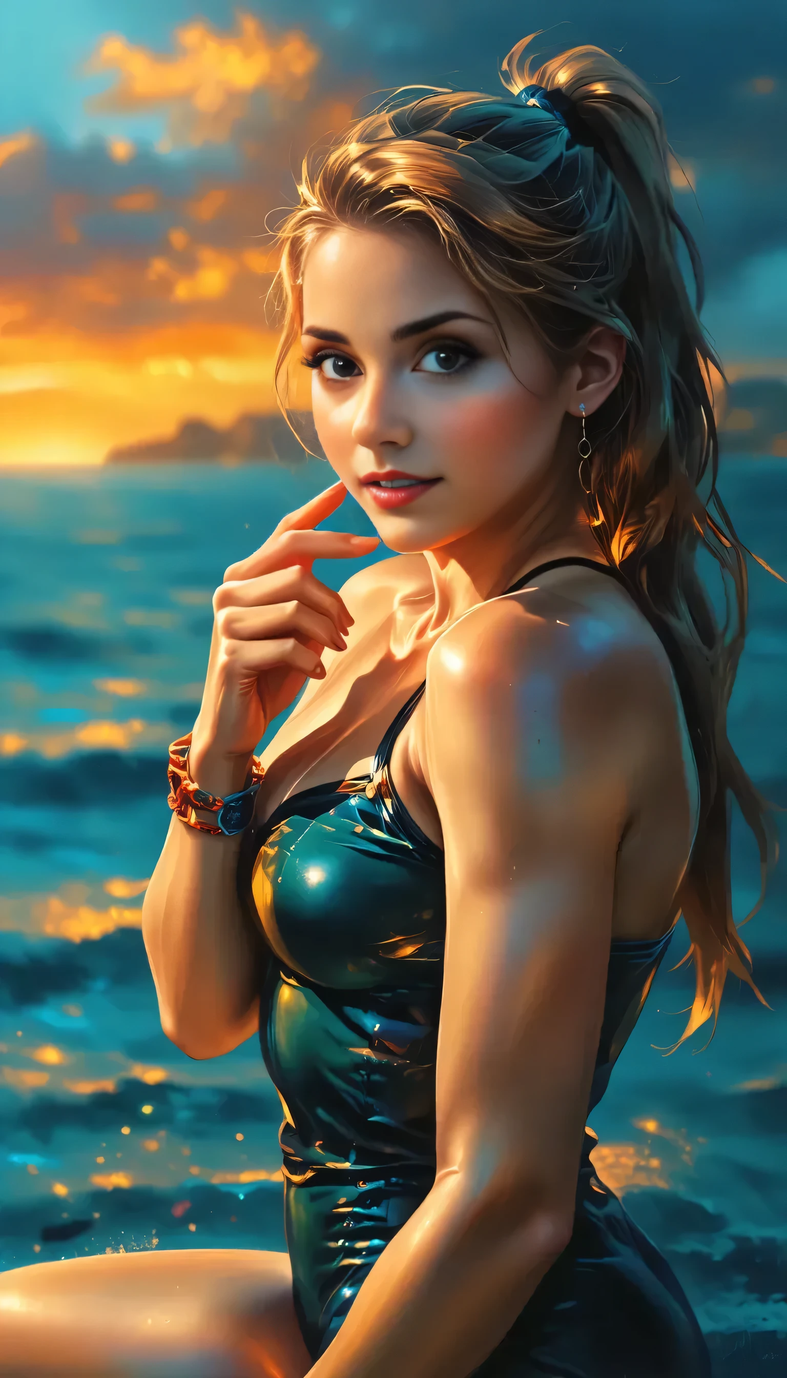 magical ocean goddess, water, spray, waves, finely drawn eyes, 8k resolution, dynamic lighting, hyper detailed, intricately detailed, Splash, volumetric lighting