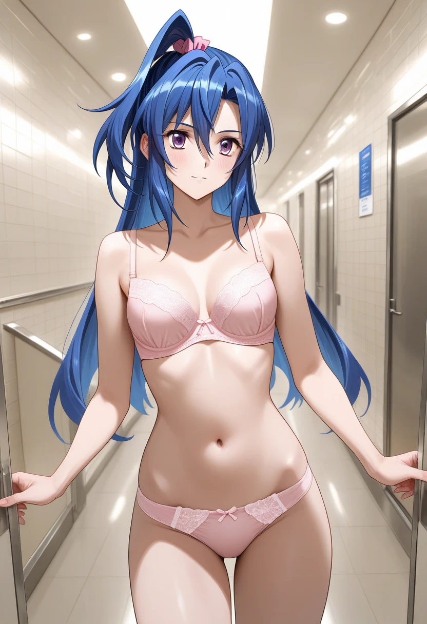 Highest quality, 4K,One woman in a swimsuit, Blue hair long, Big eyes, Young face, Ahegao, Open your mouth small, Sticking out tongue, Small modest breasts, ((Gorgeous underwear, The bra is removed, Man rapes woman from behind, Inserting a man&#39;s thick penis into a pussy, Seeding Creampie, White semen dripping from pussy)),  