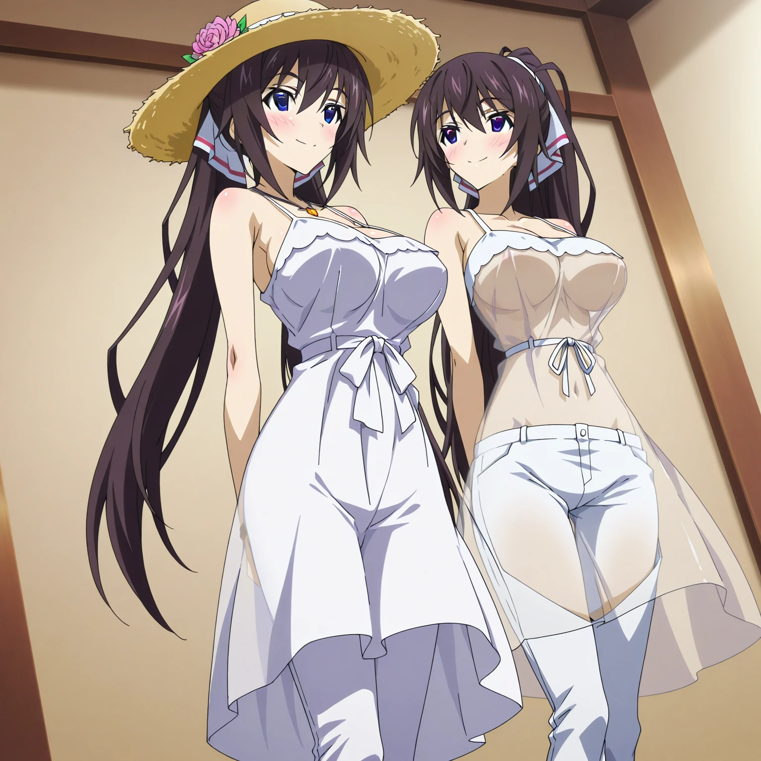 Chica sexy blanca anime tocandose la vagina sentada sin ninguna prenda con pelo corto, ojos claros, delgada,
