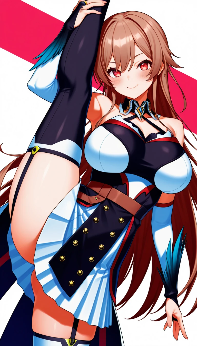 masterpiece, highest quality, High resolution　 Android Akane Ryuzoji、Puff sleeve shoulder、Pleated skirt、Bridal Gauntlet、Thigh-high stiletto boots、gloves、Red ribbon with brooch、Hair Clip、Hair Ribbon、Full Body Shot、Mechanical Body、Joints of a machine such as a robot、