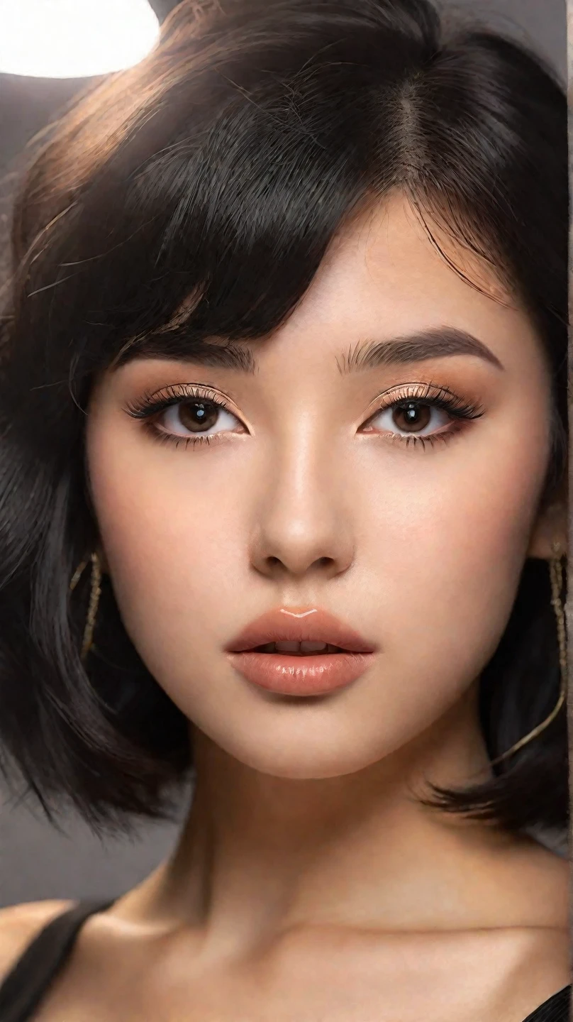Generated in SFW, Real、(1 Female:1.5), （Face close-up:1.5）, (From the side:1.21), Japanese women, 28 year old supermodel, Skinny body, (very small head), (Very small face), (Perfect Anatomy:1.37), Make your body anatomically correct, (highest quality:1.4), 32k resolution, (Realistic:1.5), (超Real:1.5), (masterpiece:1.2)), (Improvement of quality:1.4),(Highest quality realistic skin texture:1.4), ((Shiny Dress:1.37)), Big earrings, Pearl Necklace, ((Black Background:1.15)), Accurate Fingers, Very detailed, Symmetrical eyes, Drooping eyes、Thin lashes, Sharpen your eyebrows, ((Very detailed portraits)), Red cheeks, 超Real eyes, Perfect Lips, Perfect Eyes, Perfect Iris, Natural Makeup, [Purple Lipstick], ((A great eye for quality:1.2)), (tired, Sleepy and satisfied:0.0), (Beautiful Lips:1.33), (Great nose:1.2), (Flat Chest), Tight waist, (Slim lower body), Brown Hair, (French twist hair:1.37), (Hair Clip), ((Realistic)), ((Sharp focus)), (Highest Resolution), ((masterpiece)), Professional Cinema Lighting、（Perfect Body Proportions), (Perfect hands), （Perfect Fingers），(Oily skin:1.5)