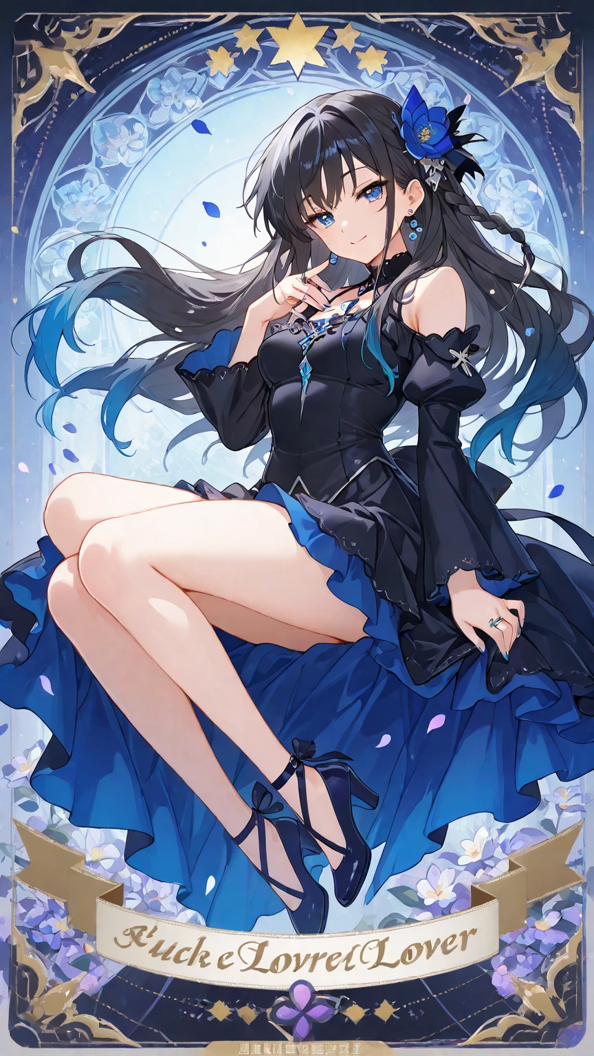 masterpiece, best quality, {best quality}, {{masterpiece}}, {highres}, full_body,original, extremely detailed wallpaper, (1girl),{an extremely delicate and beautiful}, Cold,Wolf tail,Wolf ears,(Medium black hair),Sidelocks,Side braid,Floating hair,crazy eyes,(jewel eyes),balck_stockings,golden eyes,cute face,drunk,head tilt,simple_background,Detailed beautiful forest, beautiful sky, detailed beautiful figures, delicate faces, detailed beautiful clothes and gorgeous ornaments.