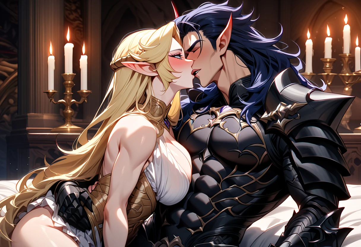 ((Highest quality)), ((masterpiece)), (detailed), (Perfect Face)、The woman is Princess Leona having sex. She has medium-long light brown hair and is wearing a shiny, flashy, sexy, revealing black dress bodysuit, an open-front skirt, a cape, and a headgear. She is an evil female executive and is embracing and having sex with a man who is the dignified demon lord of an evil organization.、Women are brainwashed, expressionless, and have no highlights in their eyes.、The woman is being held close by a powerful demon king of an evil organization, kissed, and has sex with him.、A powerful demon king of an evil organization sits on a luxurious sofa, embracing a woman, kissing her and making love to her while having sex.