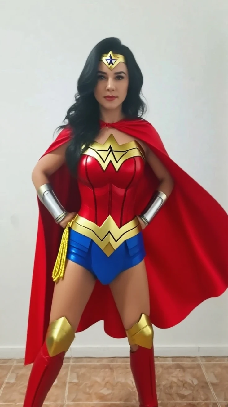 Mulher Maravilha, extremamente realista, Wonder Woman, traje do cinema, brilhante, sexy, bunda grande, pernas grossas, Fitness 