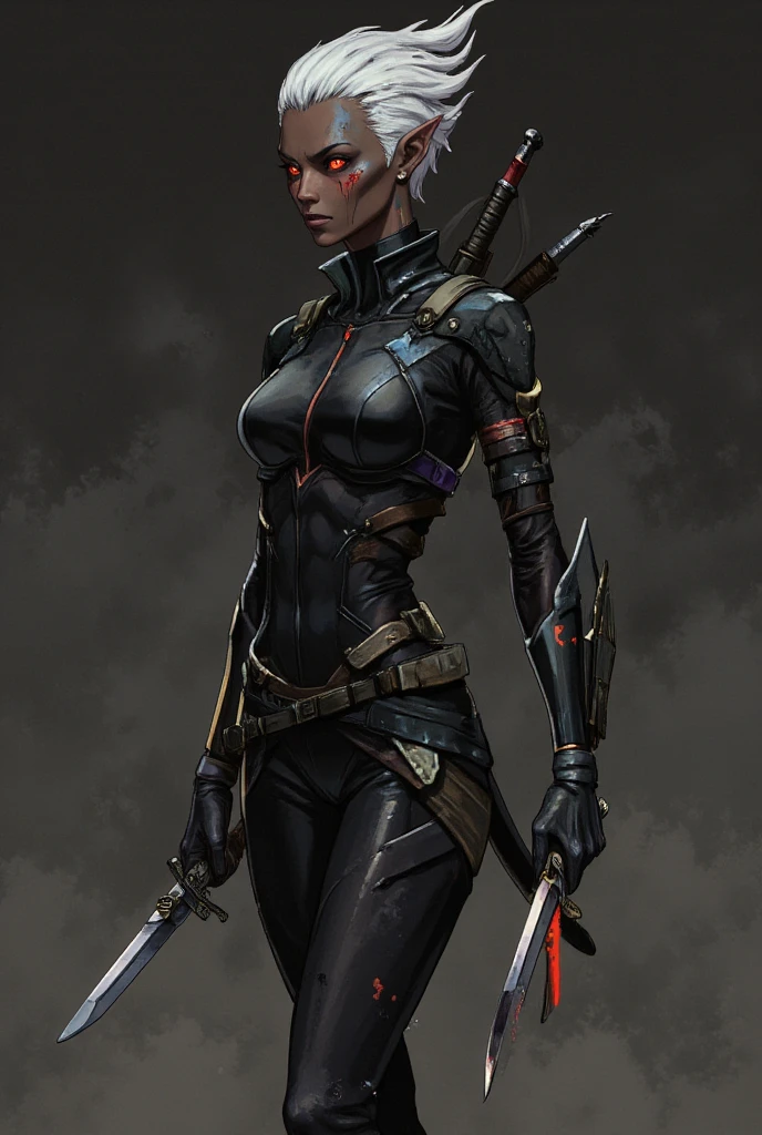 (art by Ian McQue:1.1), a female nano soldier, sharper details, realistic, high details, crysis, soft shadows, nanosuit, cinematic render, hdr, dust clouds, nano sword in hand, ruins on the background, vibrant colors