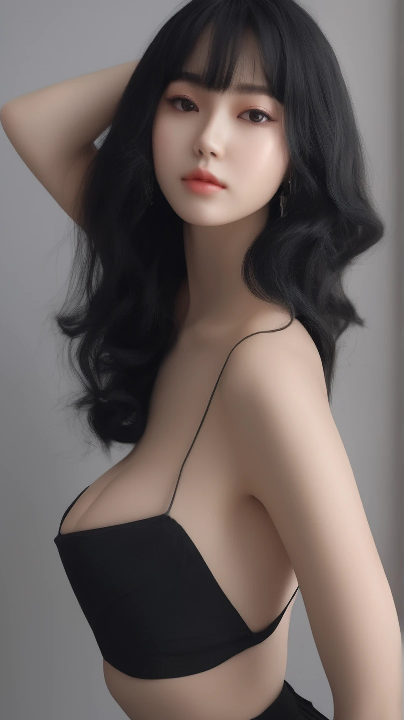 8K, Top Quality, Intricate Details, Ultra Detail, Ultra High Resolution, Masterpiece, close up shot, shot from behind, (Looking back), (full body: 1.1), Slender, Smile, (Makeup: 0.4), ,(( red eyes, black hair, bangs, long hair)), (Fluffy  Eyes: 1.21), (()), 1girl, solo, 1 girl, ((Tifa,Tifa･lockhart,Final Fantasy 7,FF7,l)), close up shot, , ((tall)), (((fit body))), (((slim face))), sharp face, (())  ,(detailed face), sharp face, small lips, , ,(( ass up, butt cheek,)) ,, ,
 ((,naked )), , ((naked, nude )), detailed face, detailed breast, huge breast, detailed ass , detail nipples ,, Narrow Waist, Skinny, tall , 190 cm tall, Muscular, Navel, Exposed Abdomen, Pointed Chest,, Beautiful girl with accentuated slender abs: 1.4, Six Pack Abs: 1.4, , Perfect Body, detail legs, (( dark background)), black background,