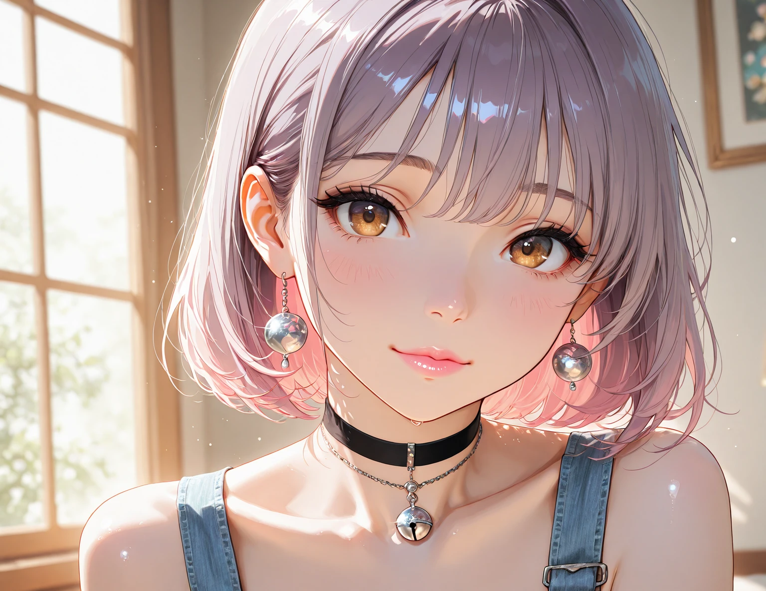 ((Close-up of a woman with tattoos on her chest)), girl, ((Short white hair with bangs, Black strands of hair)), Purple eyes, White T-shirt and white cape, Pendant around the neck. 超High resolution.Photorealistic. 超High resolution.Photorealistic:1.4,超High resolution. Realistic,High resolutionで, masterpiece, Highest quality, Very detailed, Better Shadows, Volumetric lighting), super high quality, High resolution, 8k, Ultra-Realistic Portraits , Photorealistic, Dynamic Lighting, Volumetric lighting, Very detailed顔,