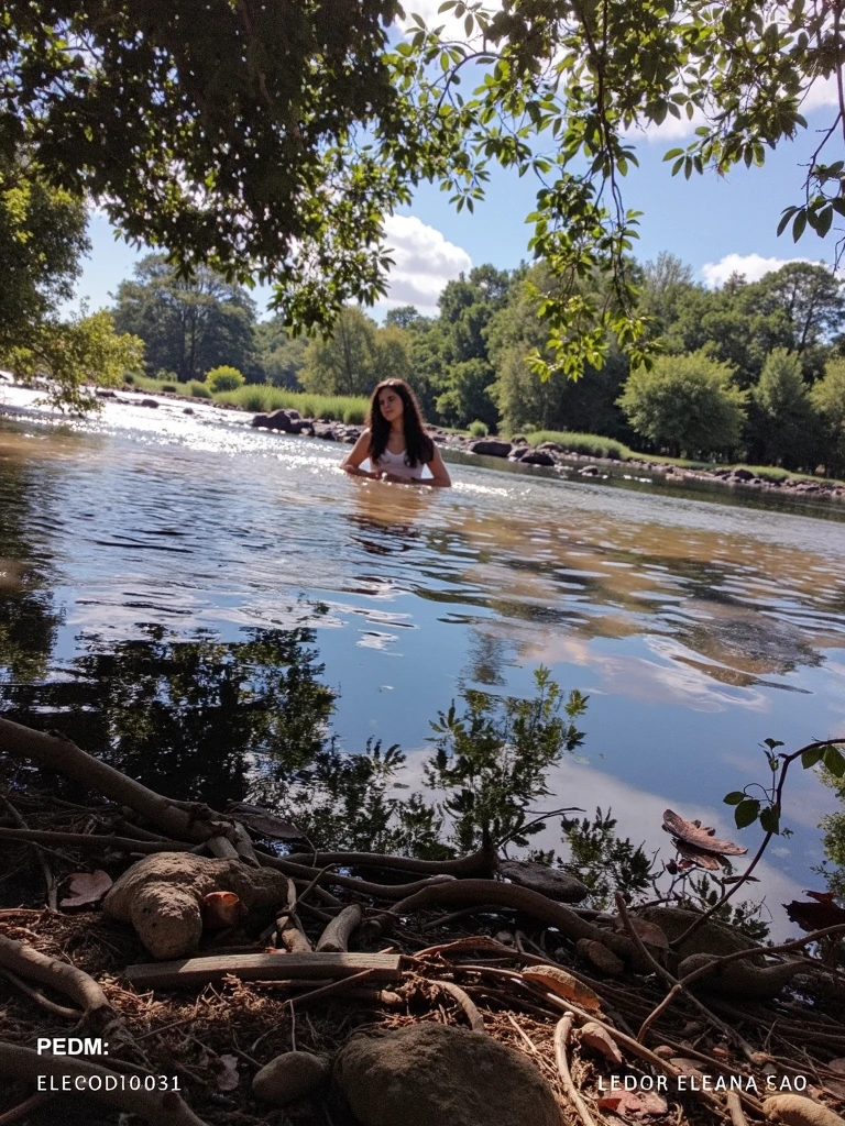 the river, colorful leafs, trees, grass, all in one painting of picture female body currently face down facing the back of the camera, real hyper realistic, UHD 16k, detailed photo, photo was taken from the female body painting of picture