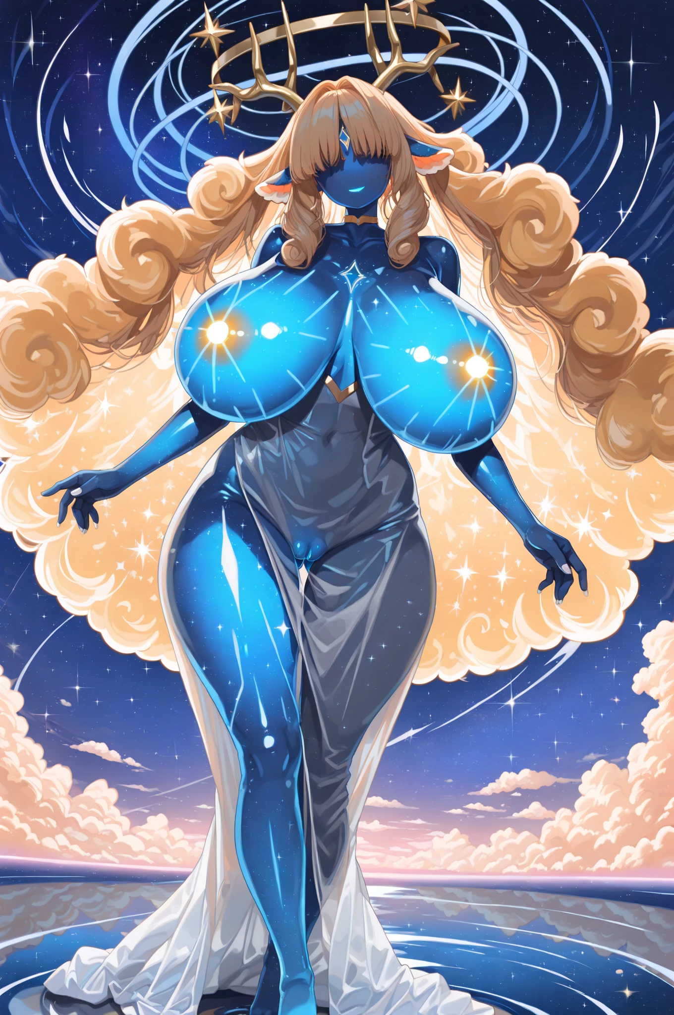 8K,High quality,Animated,married,Beautiful,Bright,Eye Highlights,Purple eyes,Sexy,ultra gigantic tits,oversized tits,Dark blue ,Erotic,beautiful line art. Blue skin, Blue and orange gradient fins, , Nothing on, Nothing on, Nothing on, , Black underwear,Wearing a pink sweater、Black background、Dark background、
