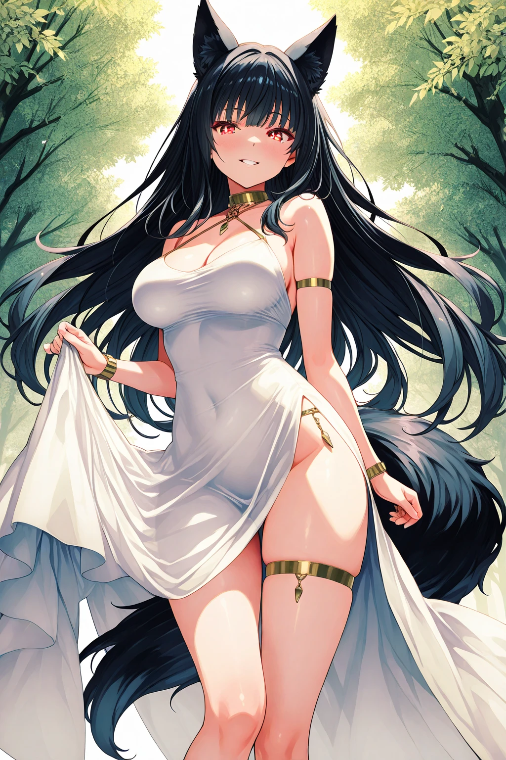 Stunning Chitanda, There is only one beautiful girl,purple eyes, black hair, Naturally straight hair, straight bangs, extremely refined,adult face,lips open,flowing long hair,Peerless beautiful girl, dreamlike,Slim,soft, (Sensual), (kawaii), Dream quality,in school,Covered in water droplets,nopan,white dress,camel toe,no underwear,side breasts,showing areola,Bare thighs,bare shoulders,Clavicle exposed,bare neck,groin,barefoot,bare breasts,ultra high resolution, (masterpiece:1.2, best quality), (Exquisite and beautiful eyes: 1.2), (Beautiful and delicate face)