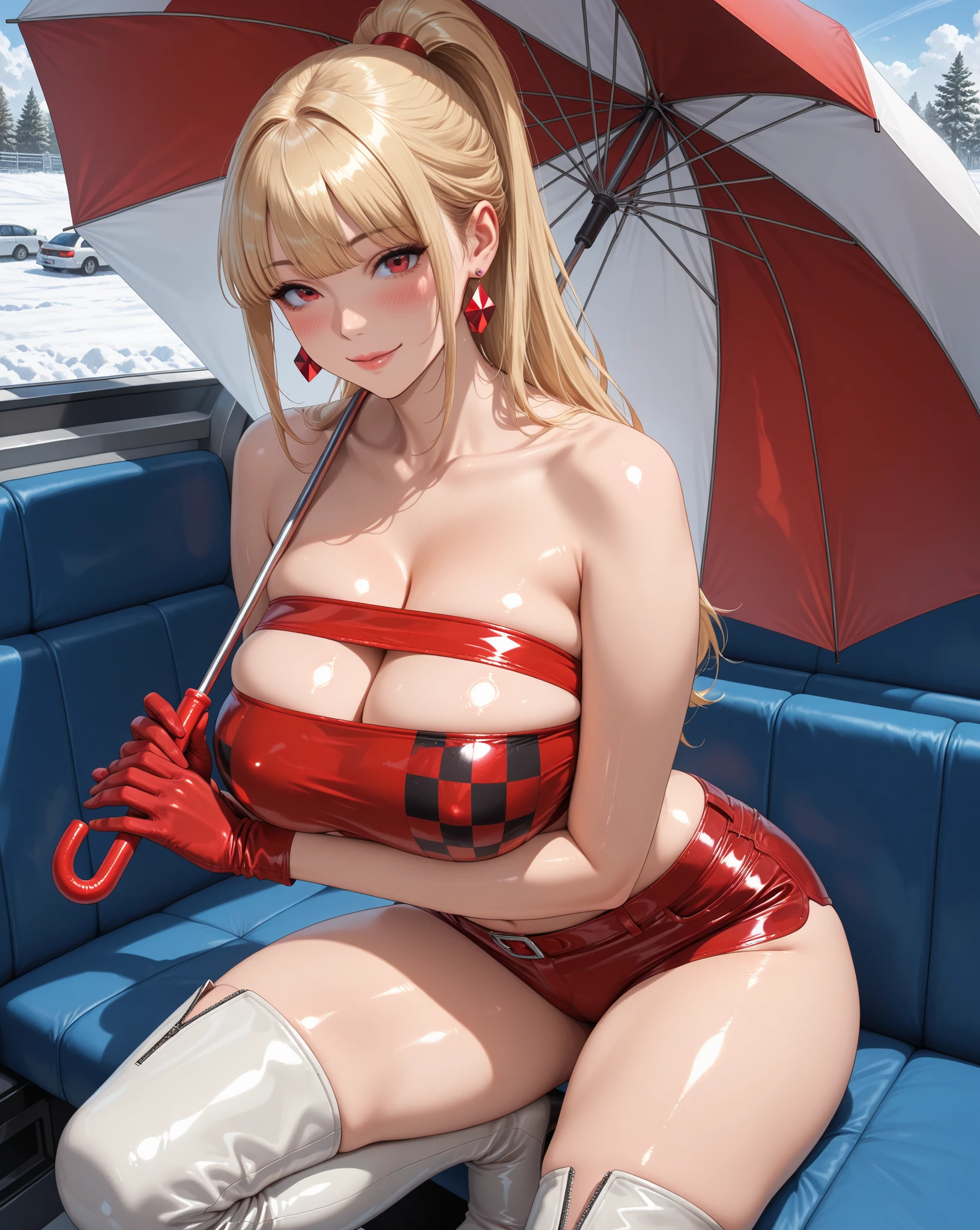 ((masutepiece,Best Quality)), hight resolution, Very detailed 8k wallpaper, Depth_In the_field, extremely detailed eye and face, Solo, 1girl in, (((Oil,lotion,Shiny skin))), slender, skinny,Very large breasts、 Big breasts, grin, lower abdom, Cowboy Shot, Superior anatomy, nice hand, Night time, sideshot,Open legs、Open mouth and drip、Finger sucking、((Sweat))、(((steam,Sweat)))、Secretary