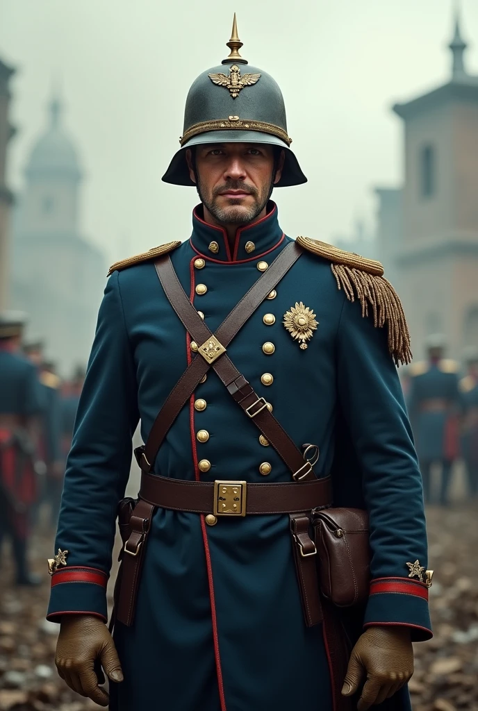 ，German Empire，Germany，german soldier，man，หมวกกันน็อคเหล็กPrussia，Prussia，Grey uniform，Berlin Blood and Iron style ,Iron cross，Iron cross， military uniform , Many soldiers., Eating a candy bar , Elf soldier, Orc soldier , human soldier , ((Vibrant colors))