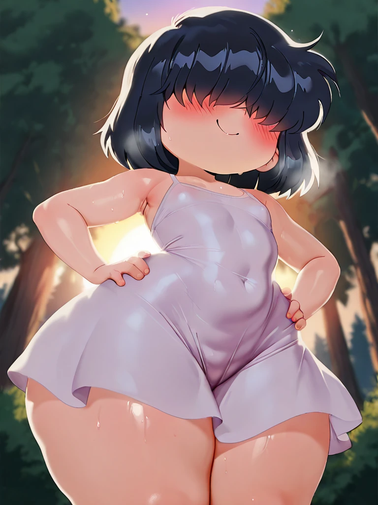 small  outdoors，portrait of a full body，5years old，happily laughing，mini cute toddler、Taken from the side、Strong bokeh、masterpiece, expensive quality, very_expensive_solve, big_file size, full color,(completely nude:1.2),pussy,niplles,