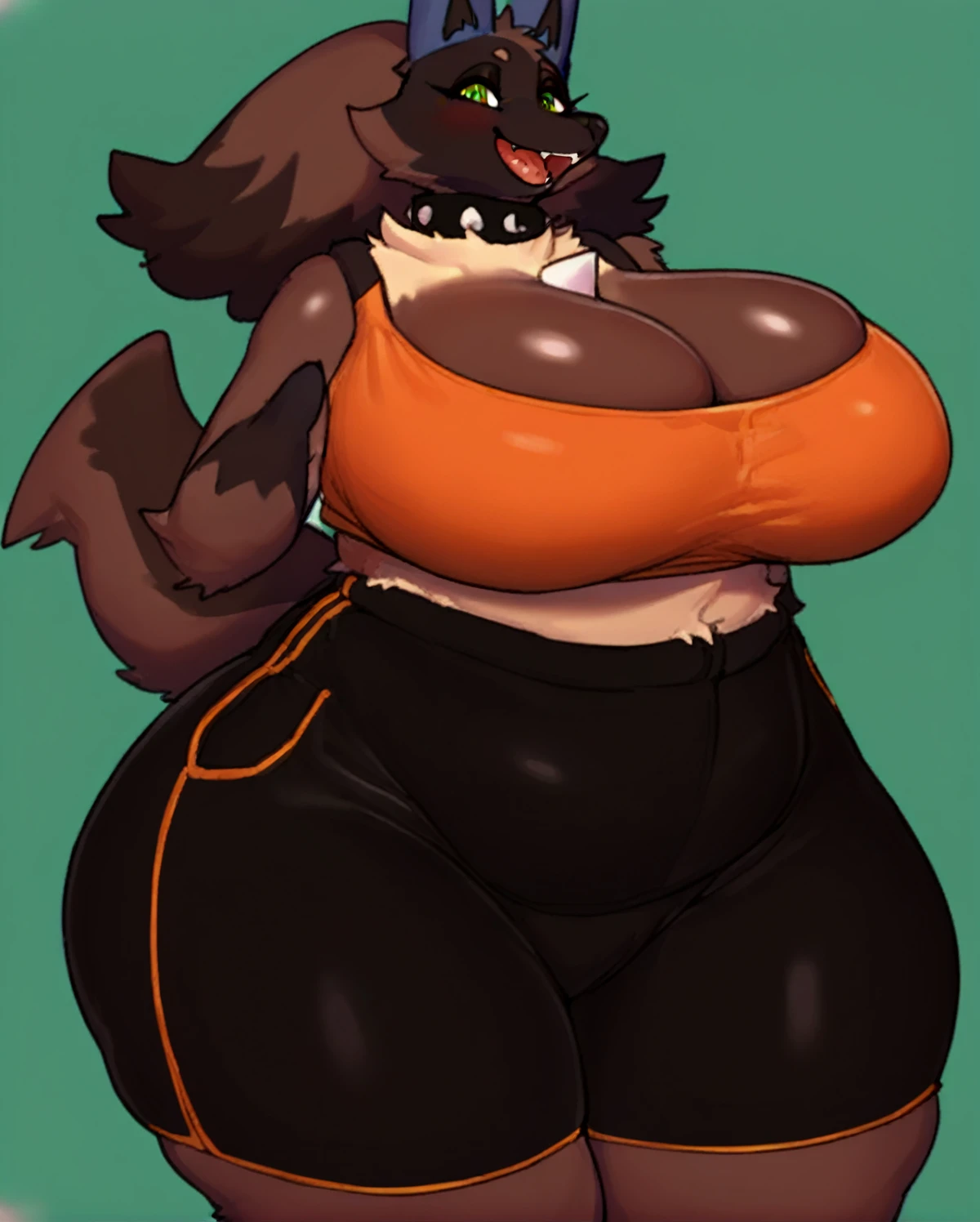 Masterpiece,((dark brown fur)),((yellow eyes)),((thong)), wide hips, massive thighs, massive ass,((extremely obese)), ((boy)), standing,((bikini)),((headless)),((flat chest)),((solo)),((big fluffy tail)),((androgynous))