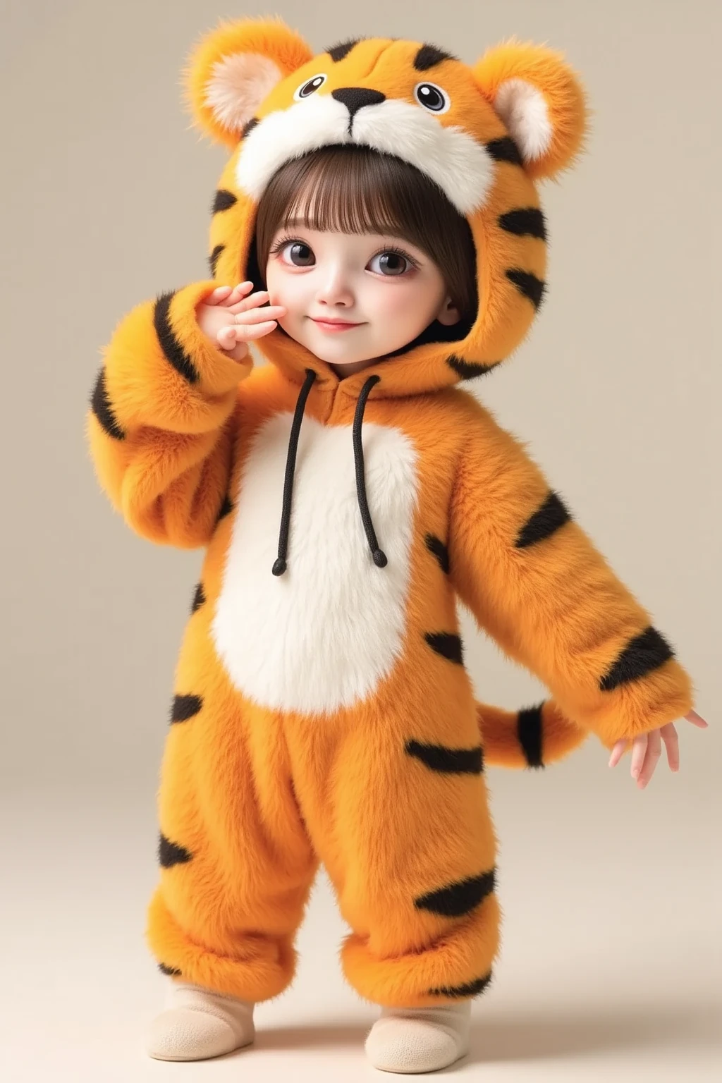 Little tiger costume little girl cartoon drawing